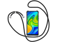 Necklace Handy Hülle mit Kordel Kette schwarz zum Tragen des Xiaomi Redmi Note 9 am Körper wie Handtasche Lanyard, stabil mit erhöhten Rändern und Kanten in transparent von Screenguard