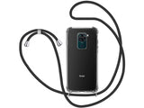 Necklace Handy Hülle mit Kordel Kette schwarz zum Tragen des Xiaomi Redmi Note 9 am Körper wie Handtasche Lanyard, stabil mit erhöhten Rändern und Kanten in transparent von Screenguard