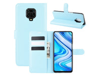 Lederhülle Portemonnaie Karten Ledertasche für Xiaomi Redmi Note 9 Pro in hellblau von Screenguard