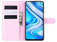 Lederhülle Karten Wallet Ledertasche Etui für Xiaomi Redmi Note 9 Pro in rosa von Screenguard