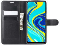 Lederhülle Karten Wallet Ledertasche Etui für Xiaomi Redmi Note 9 Pro in schwarz von Screenguard