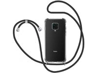 Necklace Handy Hülle mit Kordel Kette schwarz zum Tragen des Xiaomi Redmi Note 9S am Körper wie Handtasche Lanyard, stabil mit erhöhten Rändern und Kanten in transparent von Screenguard