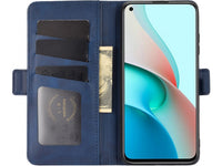 Veganes Flip Case Leder Etui Hülle mit Karten Fächer und Sichtfenster für Xiaomi Redmi Note 9T in dunkelblau von Screenguard