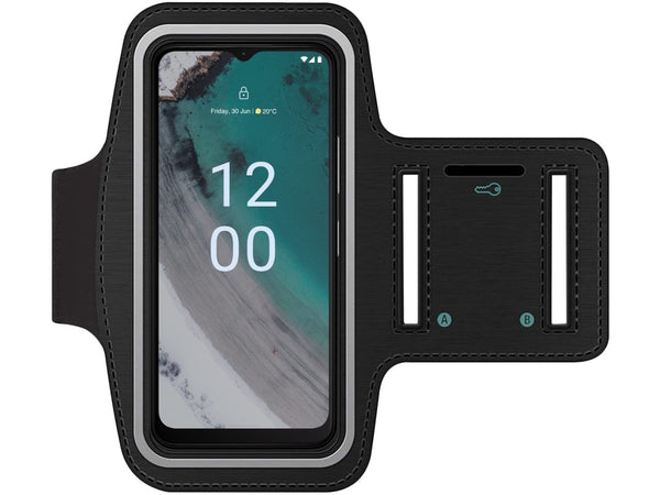 Fitness Joggen Sport Running Smartphone Armband für bequemes Tragen eines Nokia C32 Handy am Arm von SmartFitness