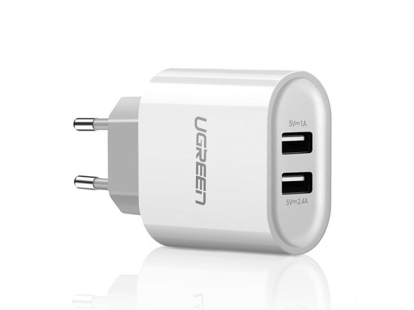 UGREEN Dual USB Ladegerät für alle Smartphones und Handys weiss