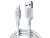 UGREEN iPhone Lightning USB Ladekabel Nylon Alu MFi 2 Meter silber